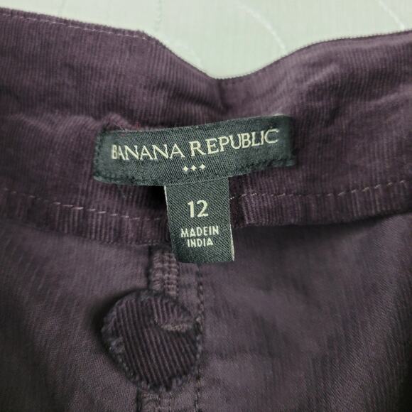 Banana Republic Womens Skirt 12 Purple Corduroy Front Slit‎ Belt Loops Pockets - Picture 2 of 12